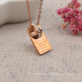 Rose Gold Stainless Steel Customized Letter Crystal Hollow Circle Pendant Necklace Women Personalized Engraved